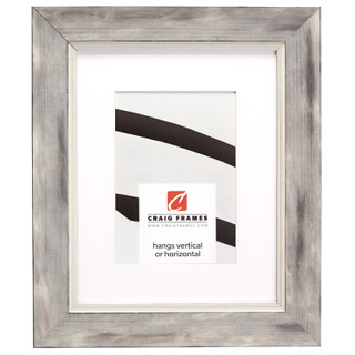 Aristocrat 1.625", Matted Distressed White and Silver Picture Frame