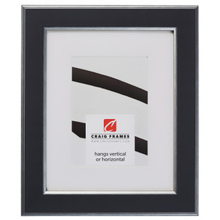 Crackle 1.5", Black and Silver Matted Picture Frame