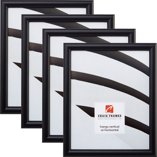 Bullnose .75", Gallery Black Picture Frames - 4 Piece Set