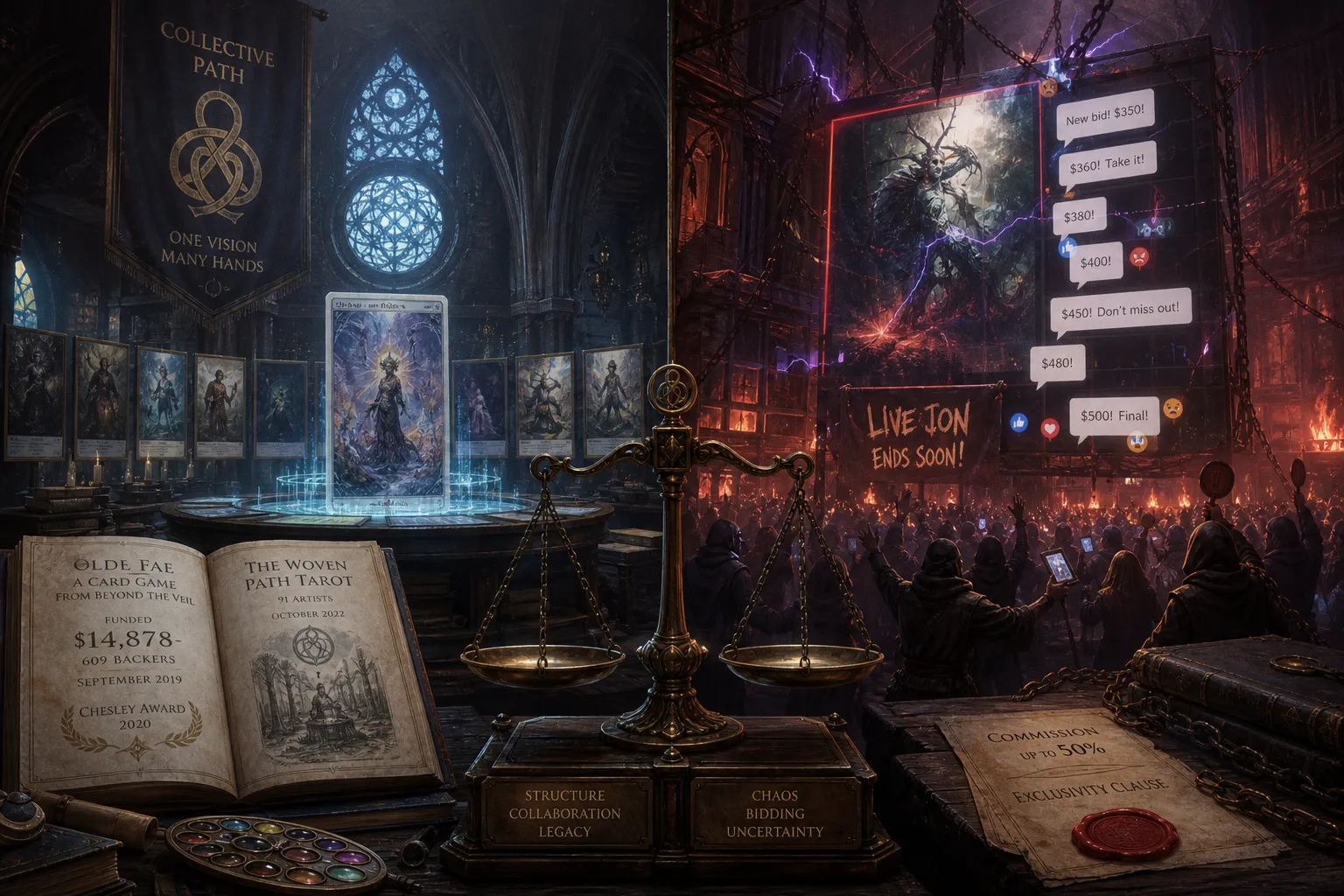 Collectives or independent auctions for fantasy illustrators