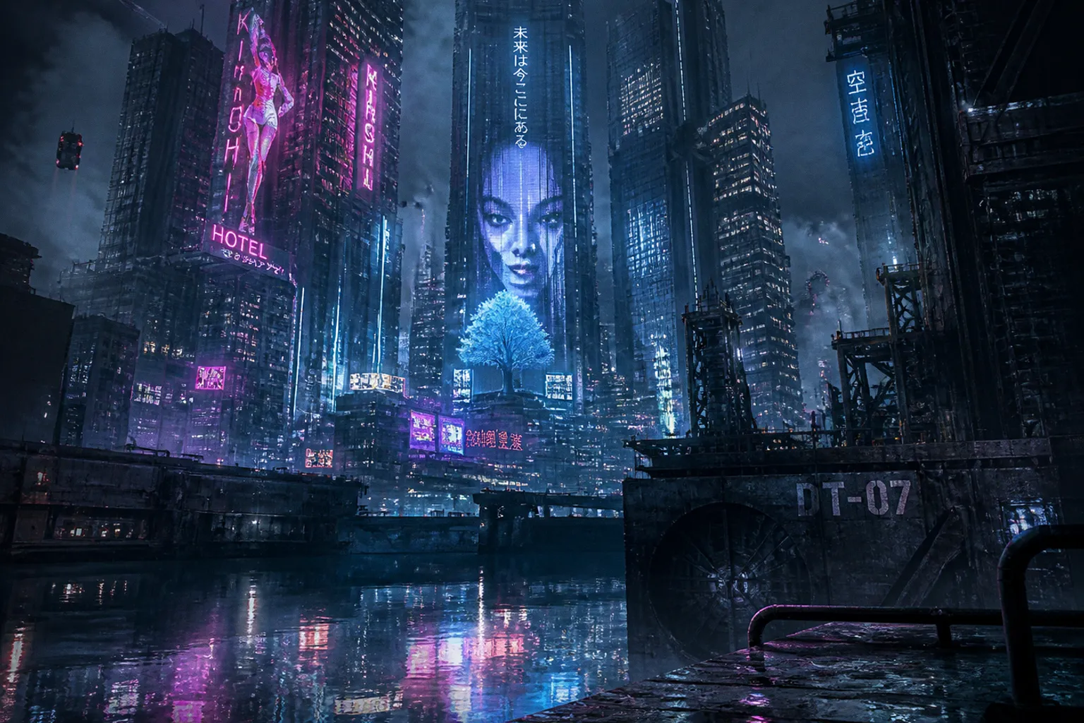 Cyberpunk illustration: a roadmap from sketch to neon glow