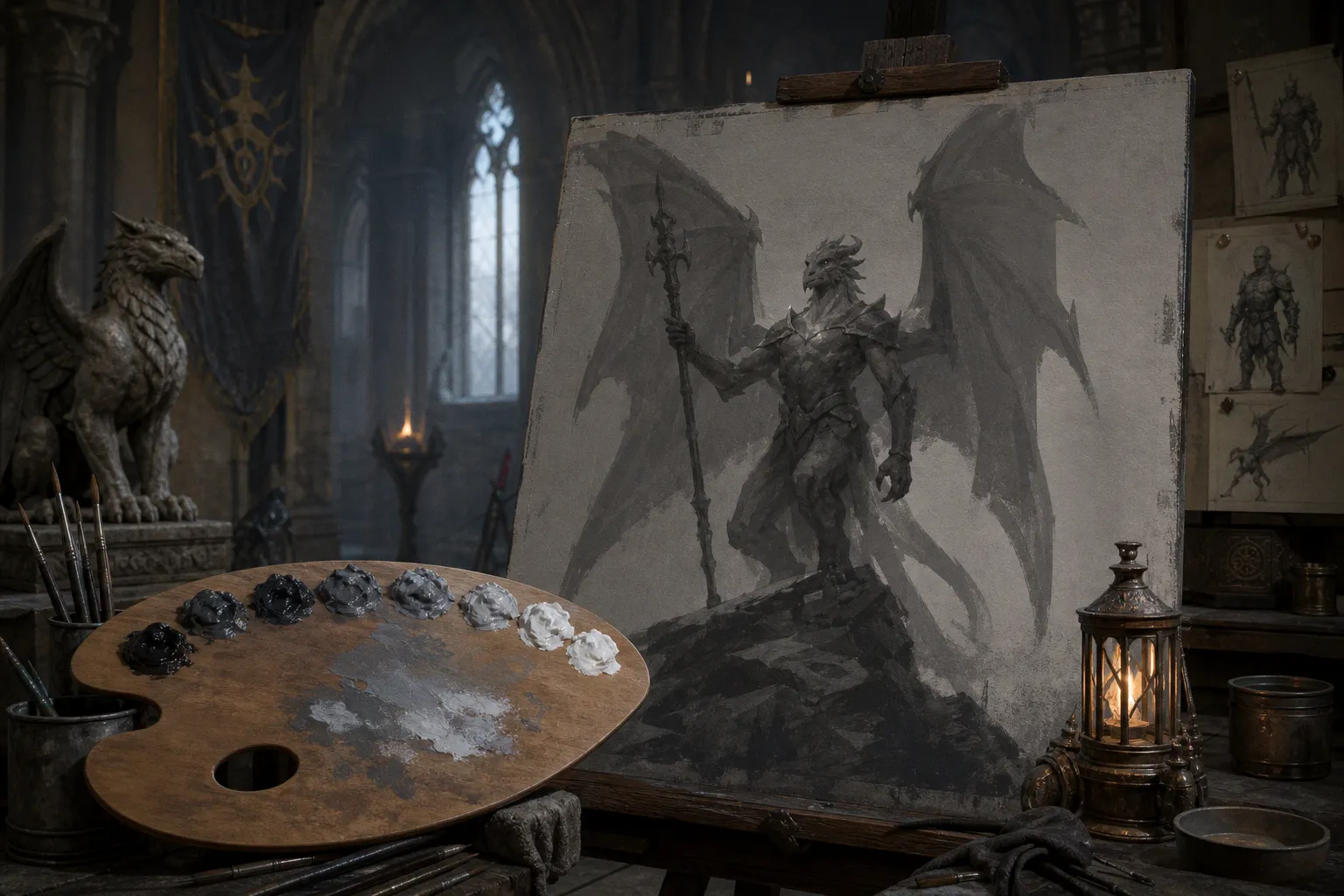 Grisaille underpainting: a roadmap for fantasy figures