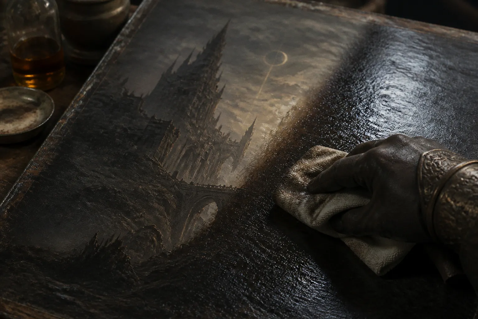 Sunken oil paint: the oiling out method for dark values