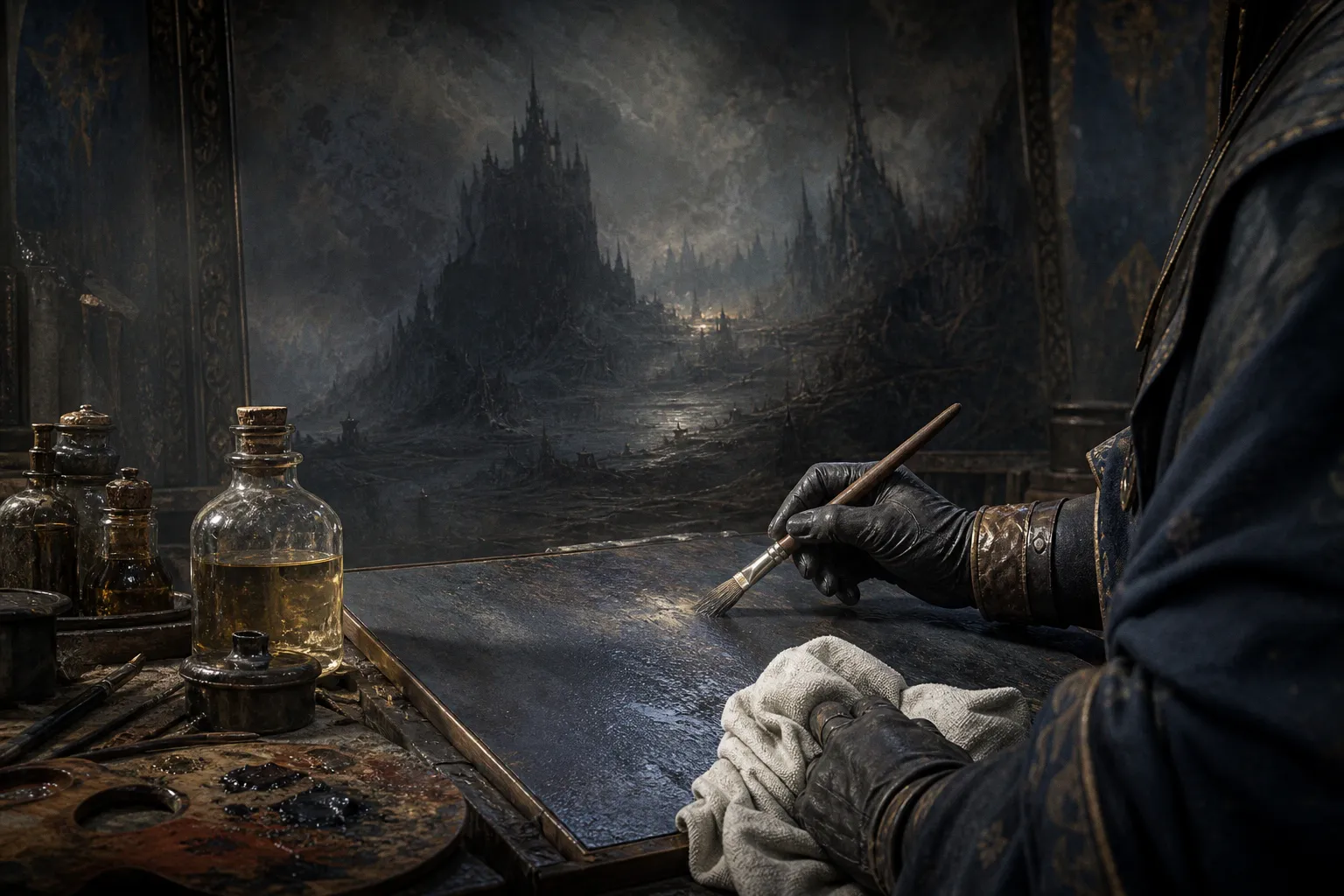 Sunken oil paint: the oiling out method for dark values